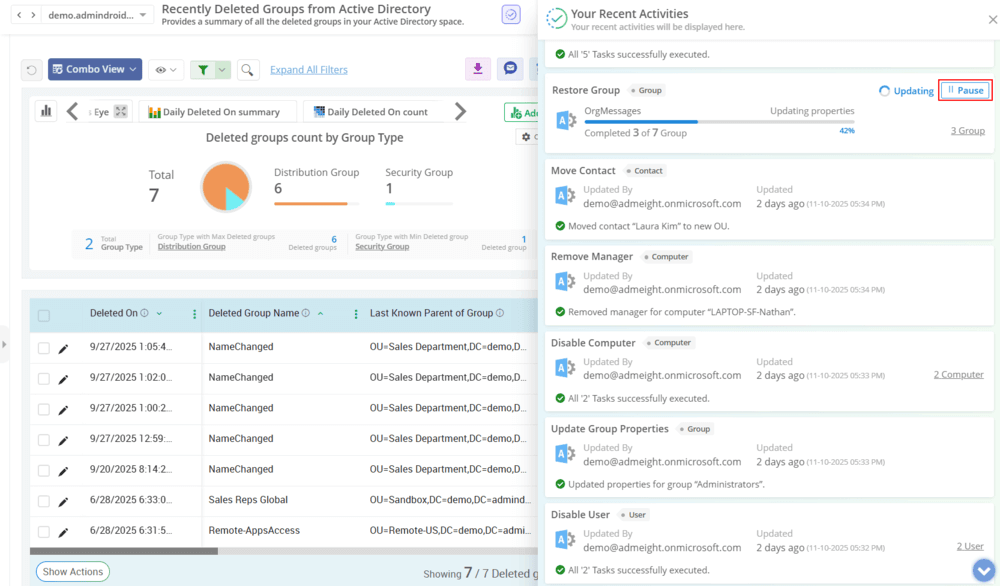 Active Directory Pause and Resume