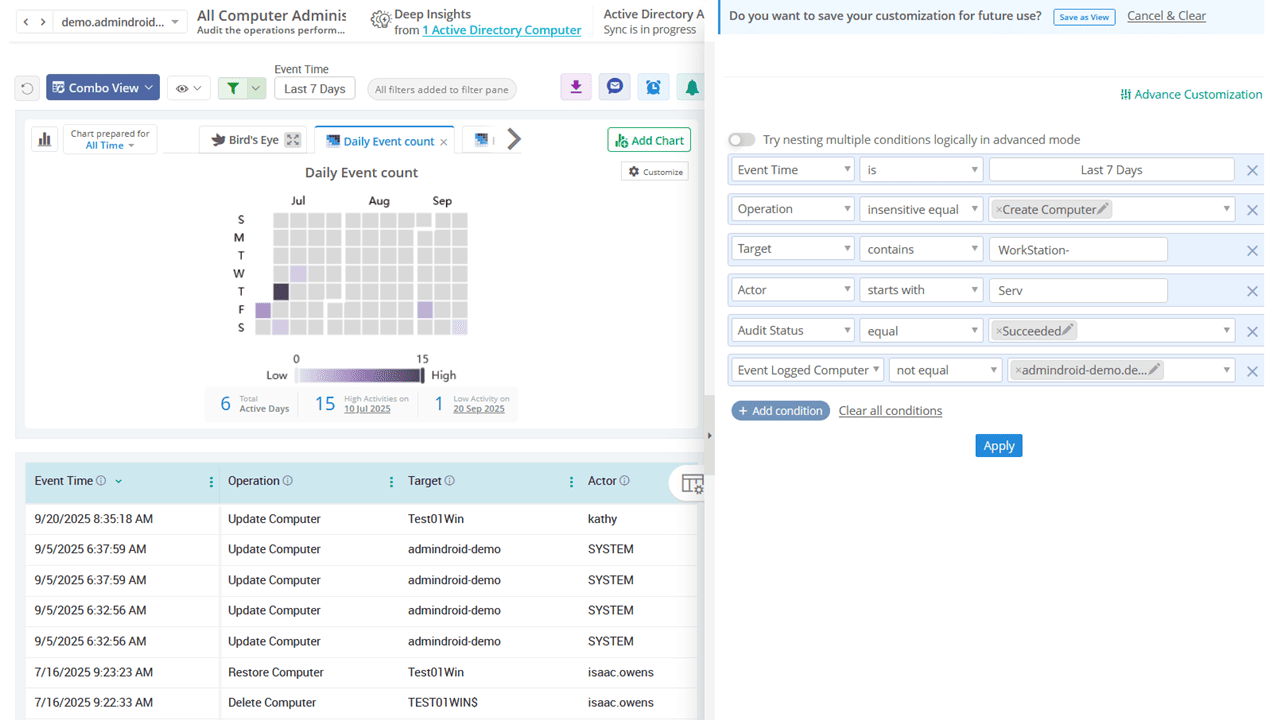 Filter Active Directory Audit Events with AdminDroid