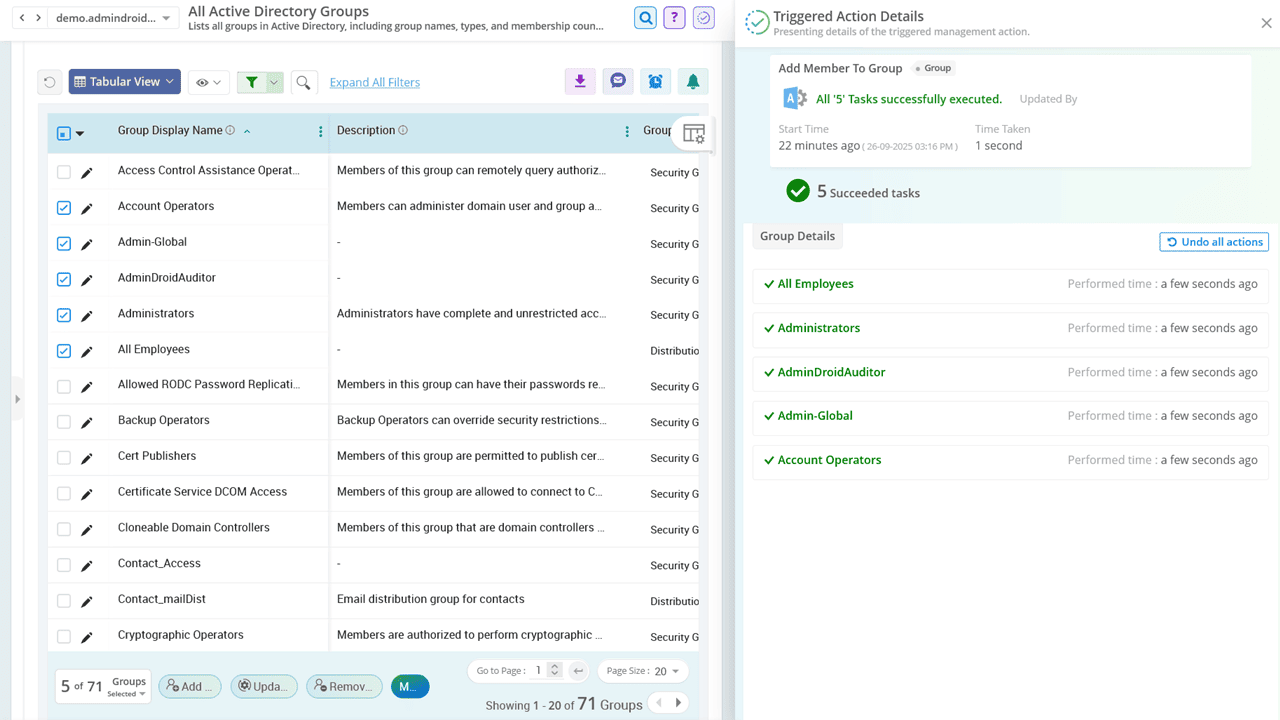 Select multiple objects from report and update