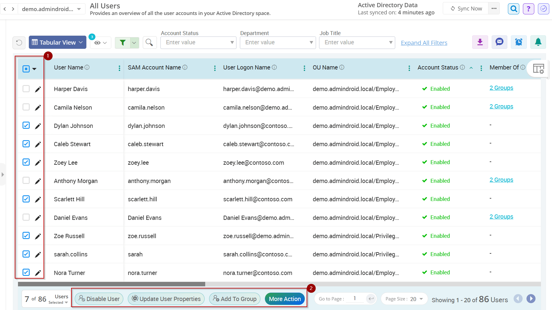 Bulk Management Actions