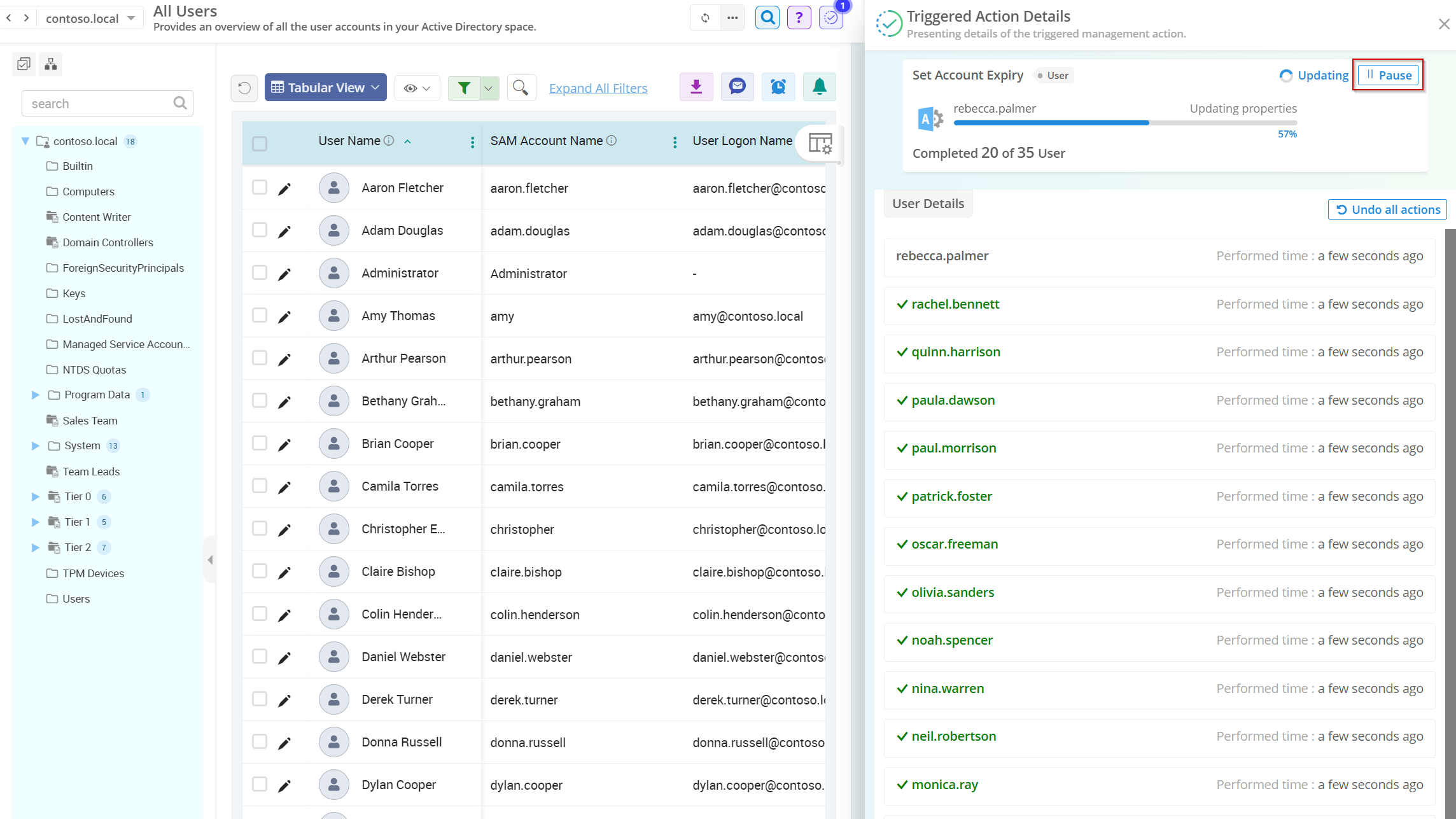 Pause and Resume Management Actions