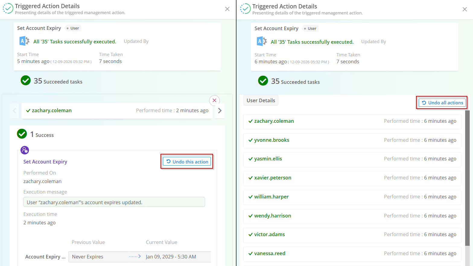 Undo Management Actions