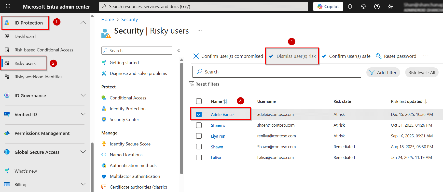 Dismiss User Risk State to Unblock User