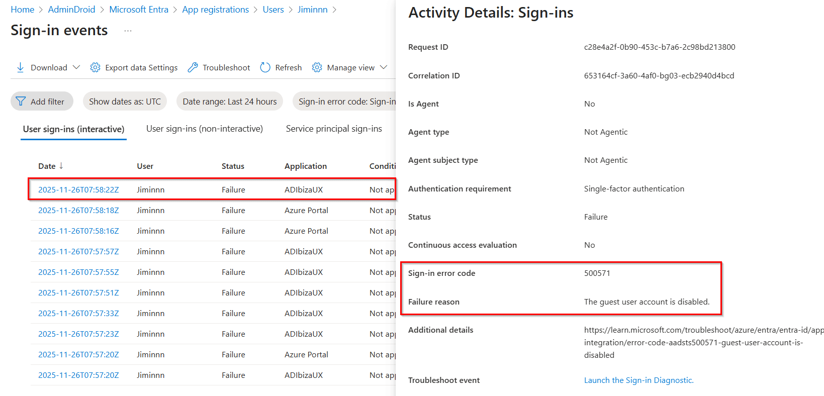 Disabled Guest User Sign-in Details