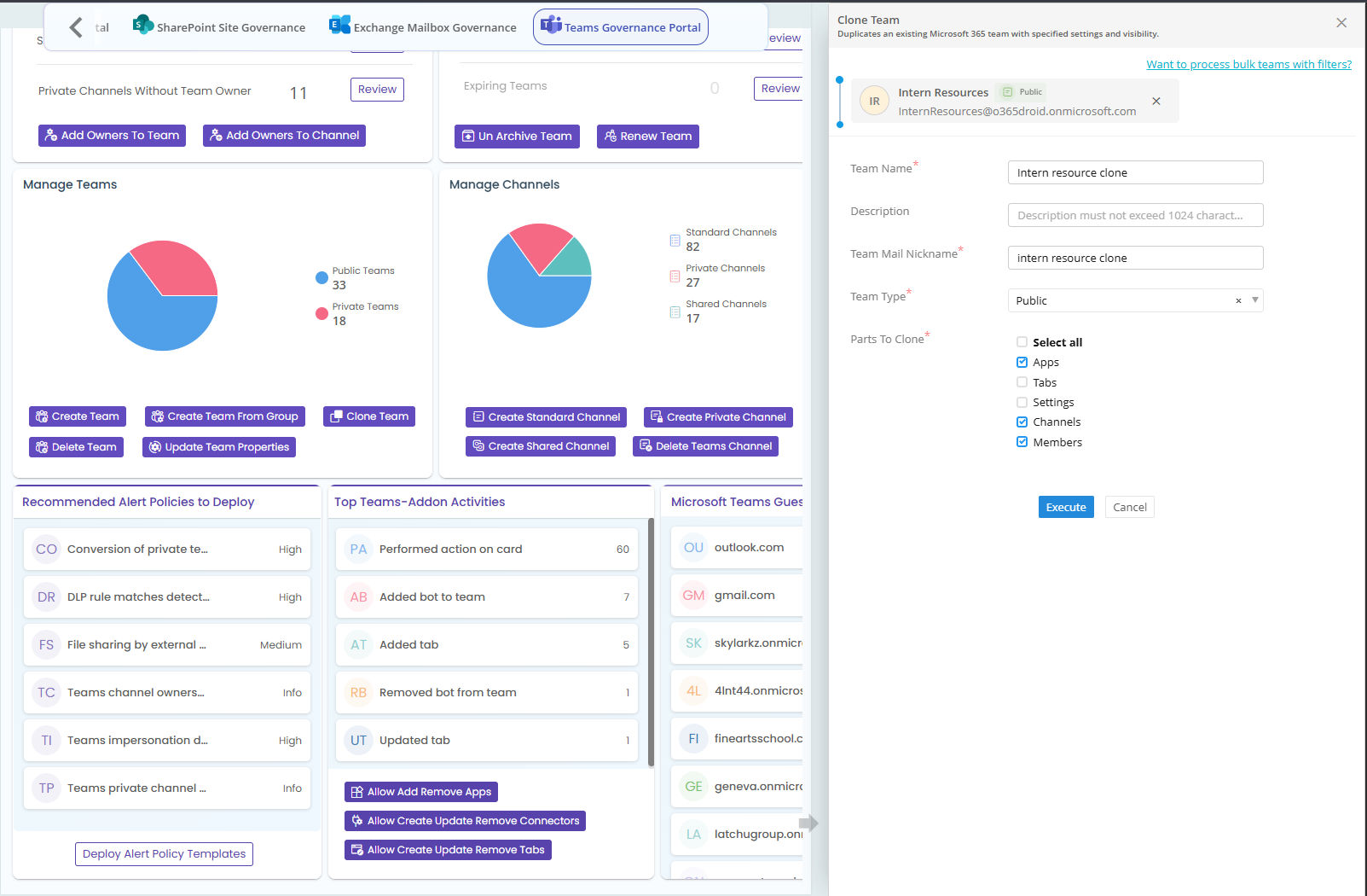 Teams Governance Portal