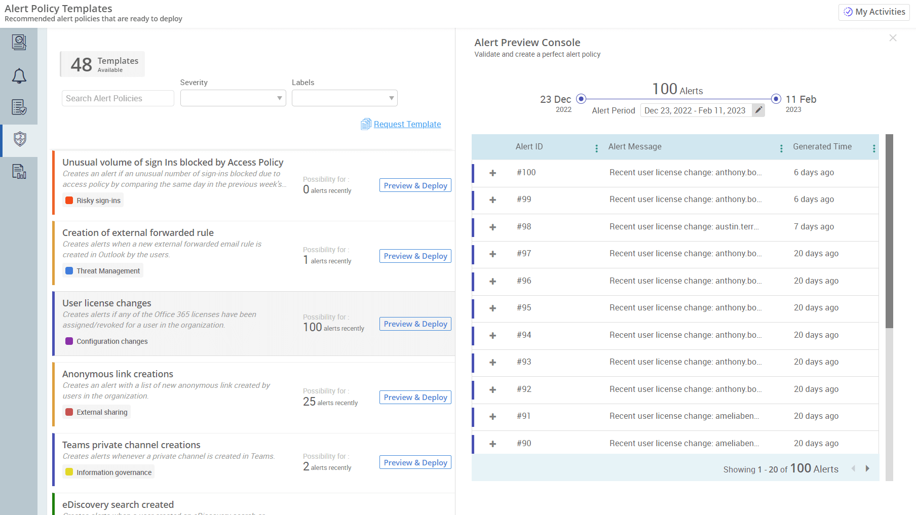 Alert Policy Preview – Detailed View