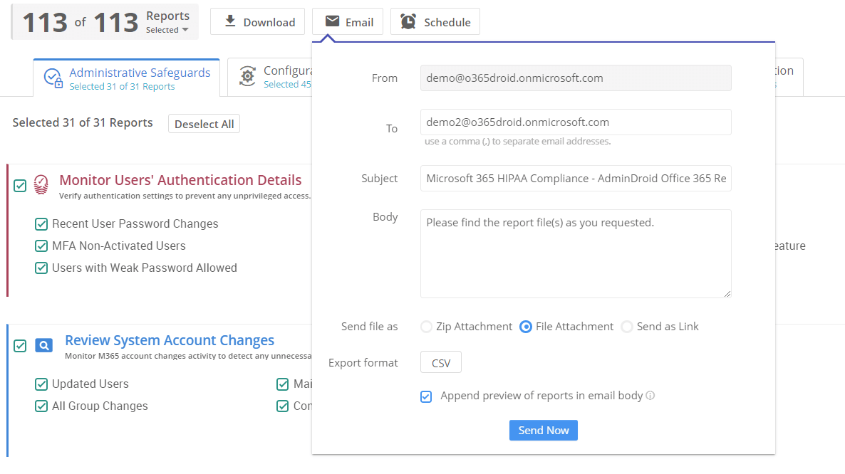 Emailing M365 Compliance Reports