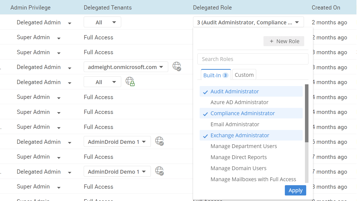 Delegated Admin Role Assignment