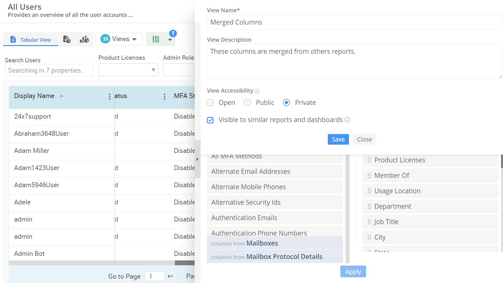 Office 365 Reporting - Custom Views