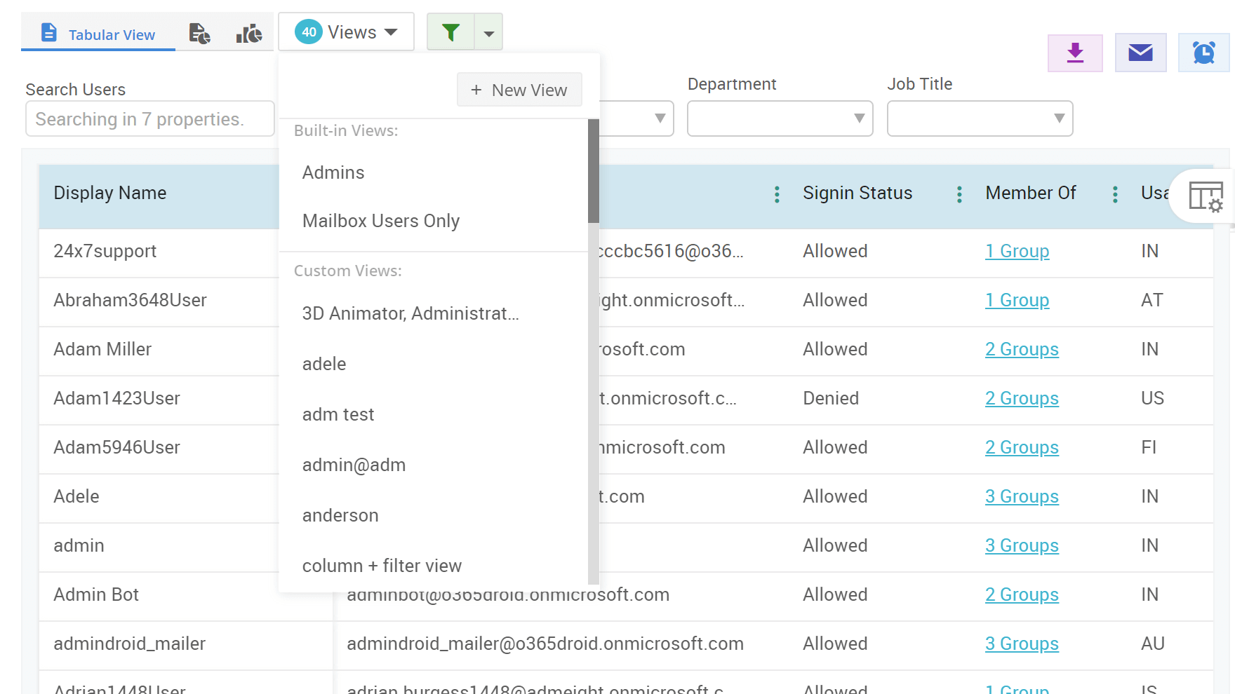 Office 365 Reporting - Custom Views