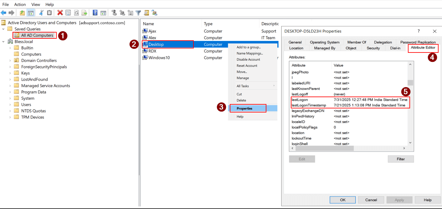Find Computers Last Logon Time in Active Directory Using ADUC