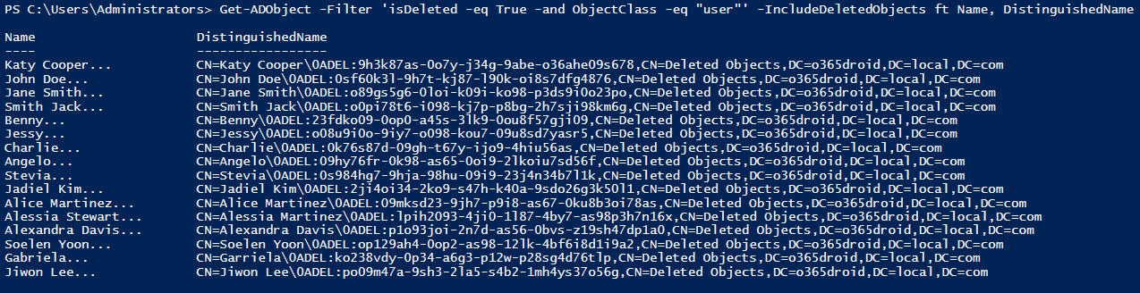 Find Active Directory Deleted Users Using Windows PowerShell
