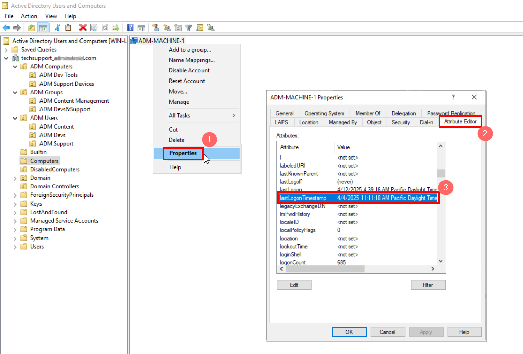 Track a Computer’s Last Logon in AD Using Active Directory Users and Computers