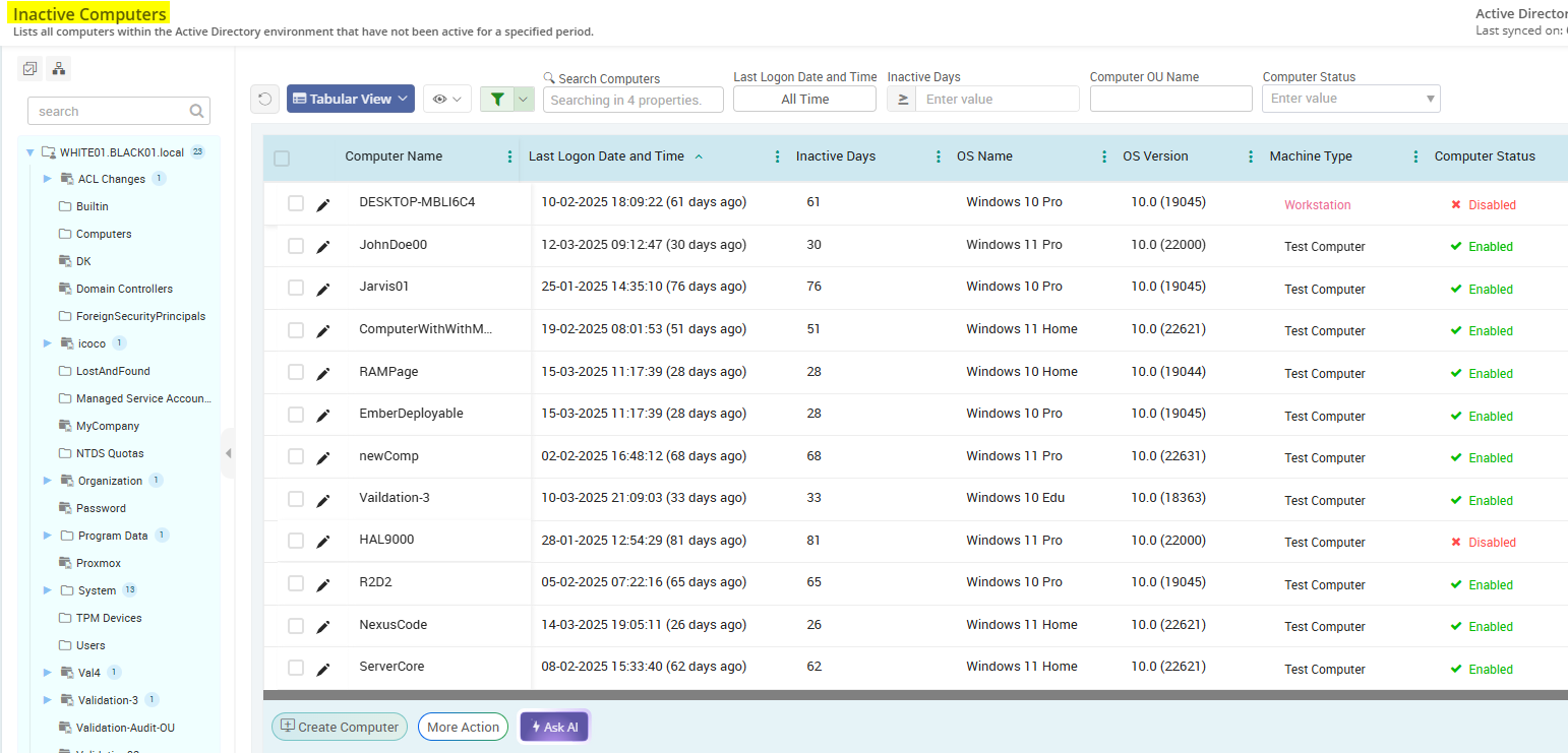 Find All Inactive Computers in Active Directory Using AdminDroid   