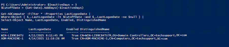 Get Inactive AD computers using PowerShell