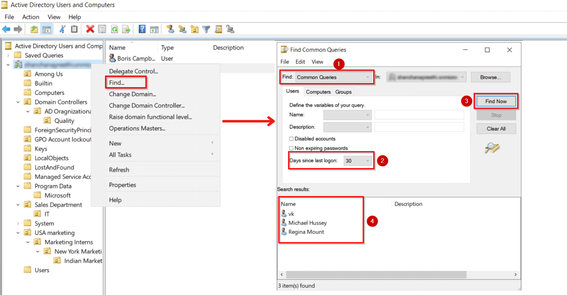 List Inactive Users Using Active Directory Users and Computers