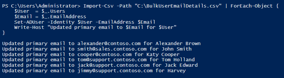 bulk-user-email-address-active-directory-powershell