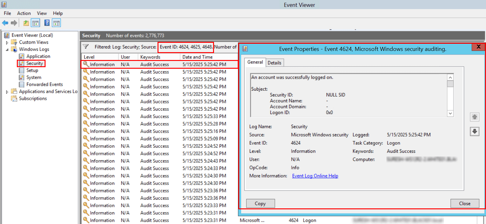 View User Logon History Using Event Viewer in Windows Server