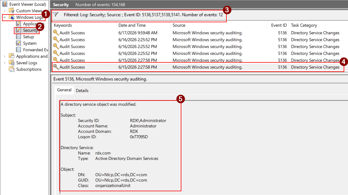 Audit All OU in Active Directory Using Event Viewer