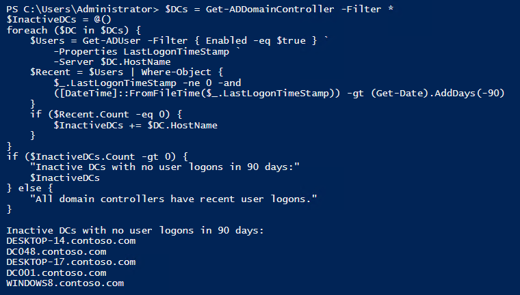 view-inactive-domain-controllers-in-powershell