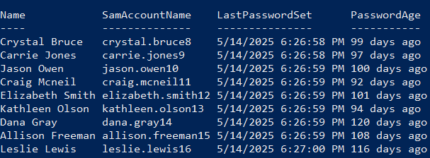 Find Users with Old Passwords in AD Using PowerShell