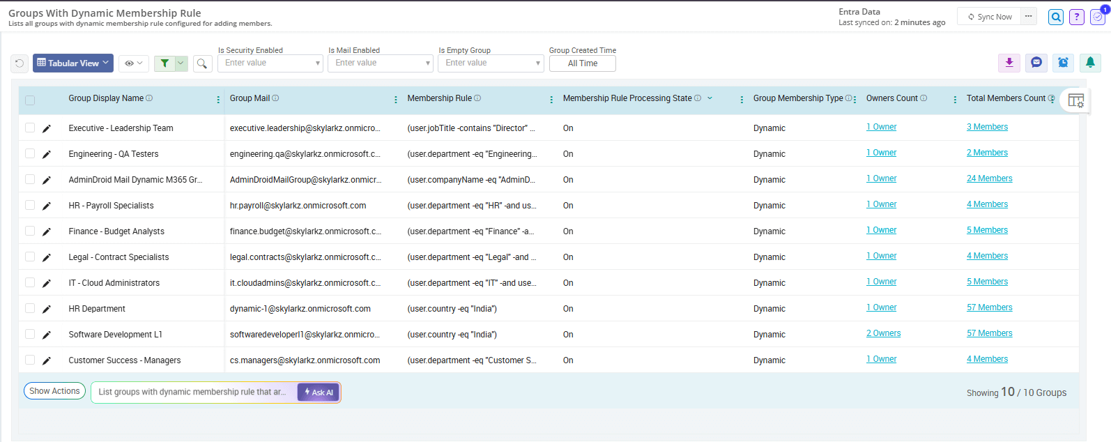 Check Dynamic Membership Groups Using AdminDroid 365