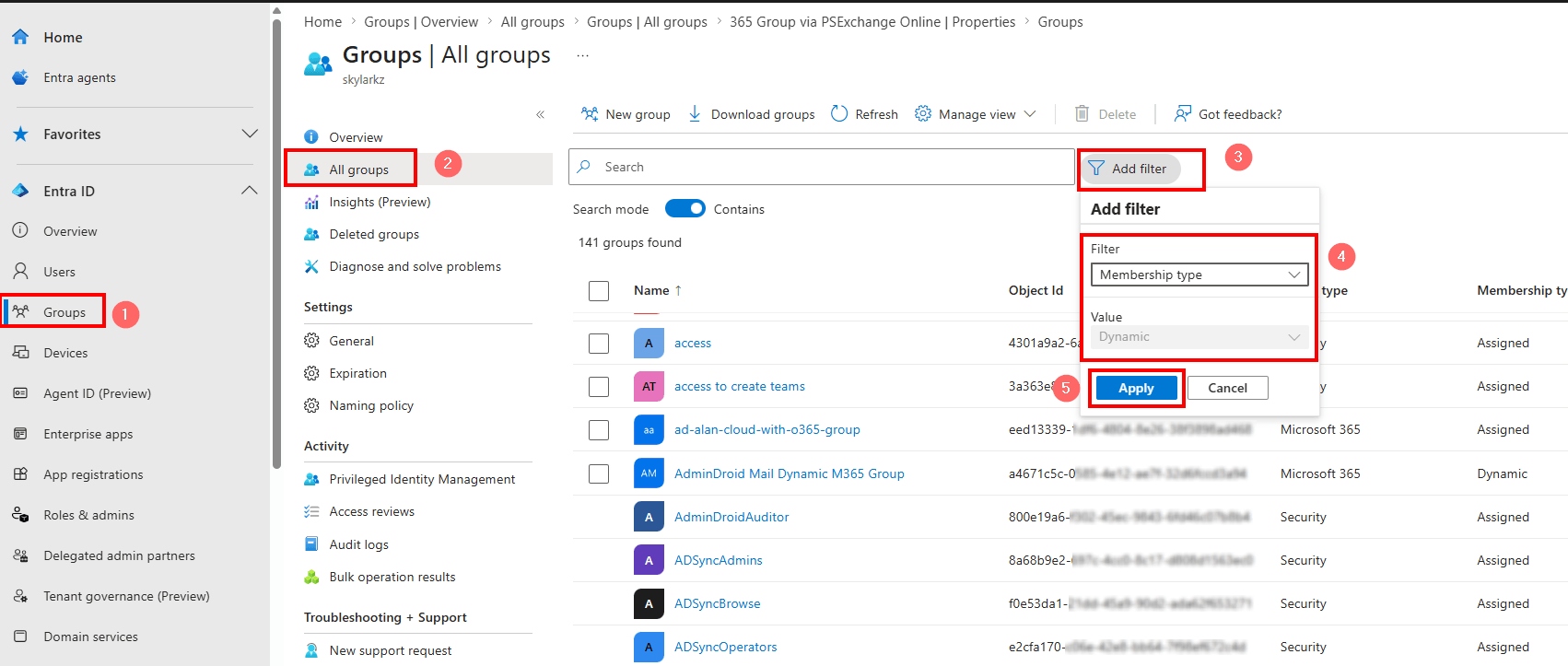 Get Dynamic Groups in Microsoft 365 Using Entra Admin Center