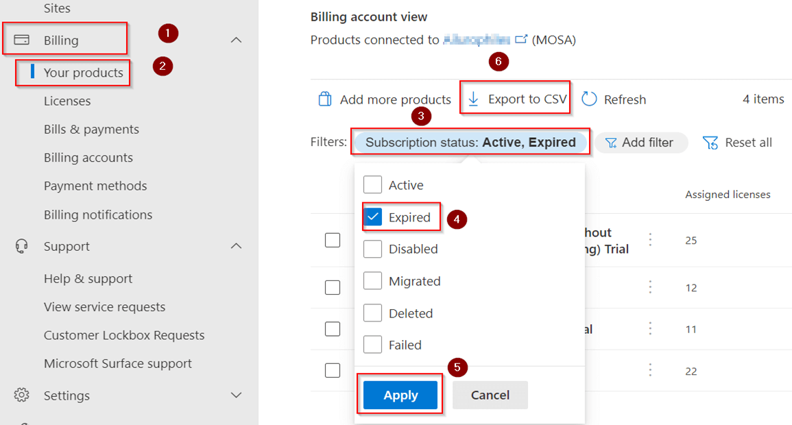 List Expired Subscriptions using Microsoft 365 Admin Center