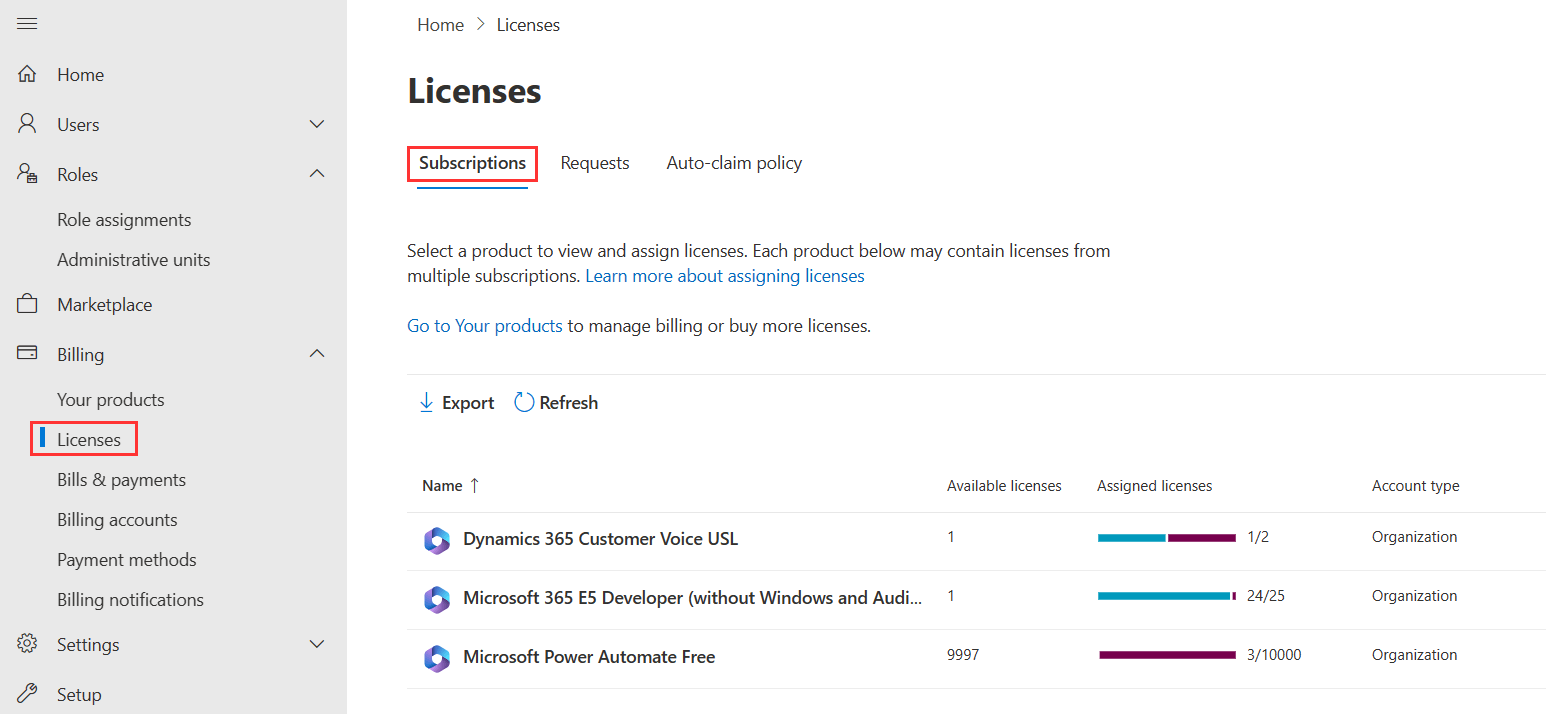 Using Microsoft 365 Admin Center