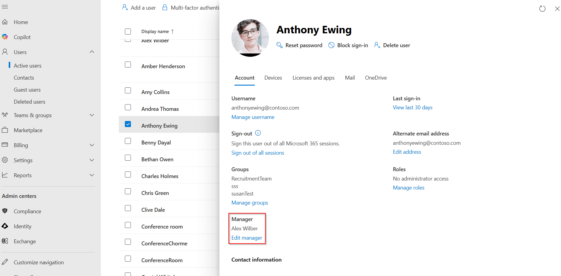 Get Users with Manager using Microsoft 365 Admin Center