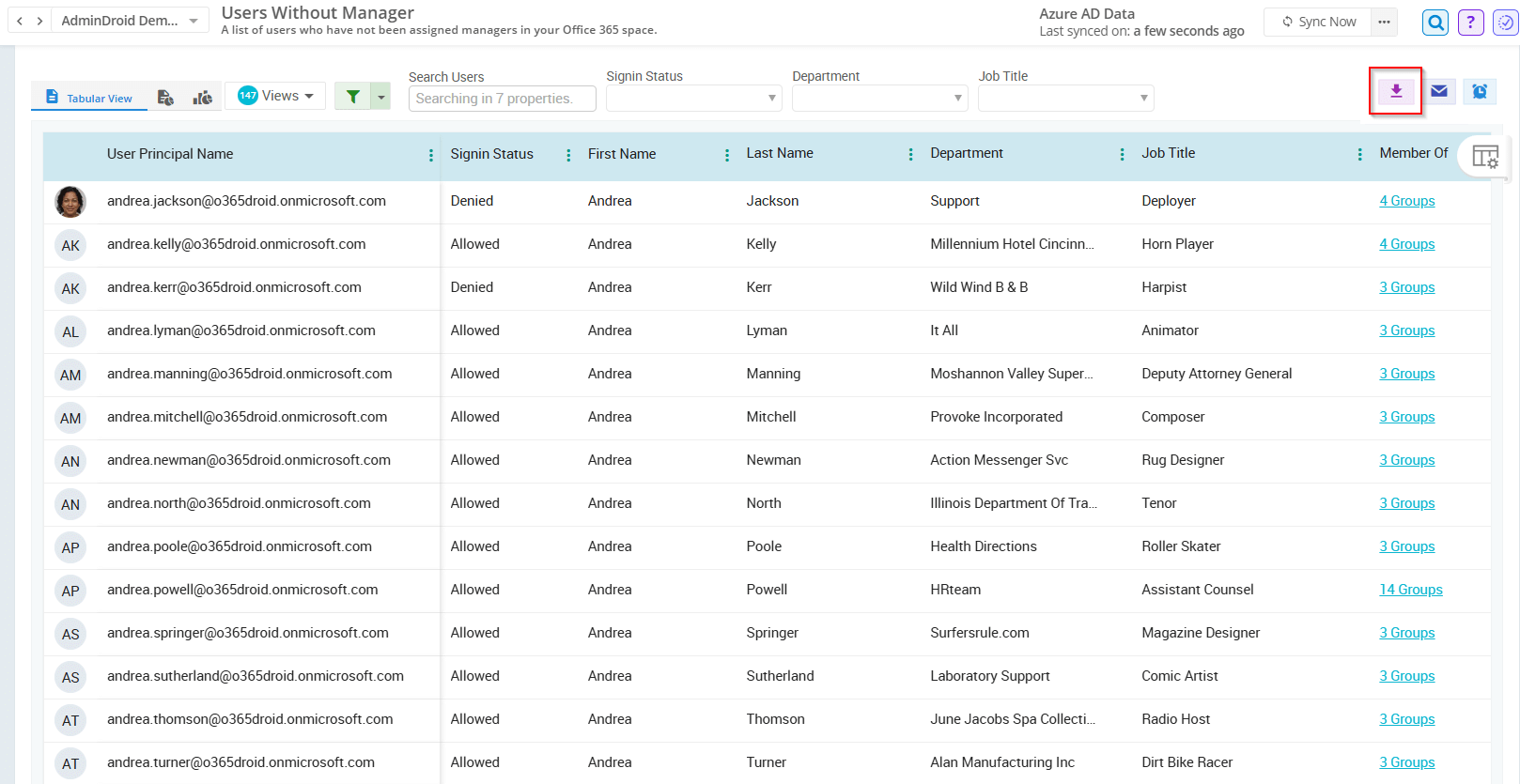 Export Users Without Managers in Microsoft 365 Using AdminDroid
