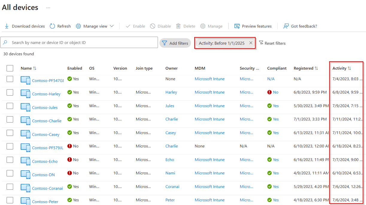 Identify Stale Devices in Microsoft Entra Admin Center