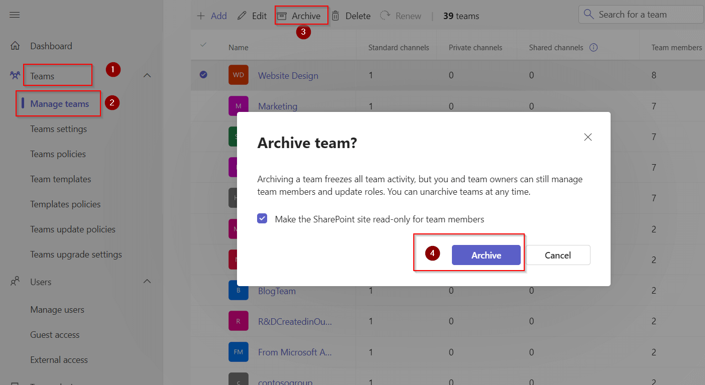 archive-teams-in-teams-admin-center