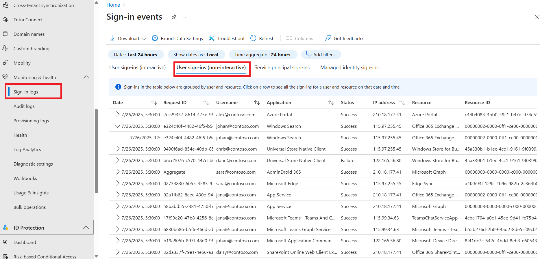 Audit Non-Interactive User Sign-Ins Using Microsoft Entra Admin Center