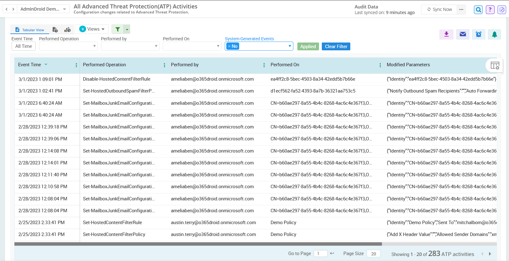 Audit Advanced Threat Protection Changes Using AdminDroid