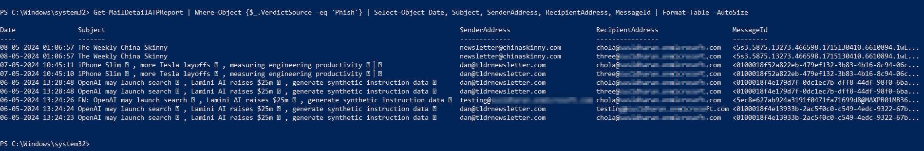 Detect Microsoft 365 Phishing Emails Using PowerShell