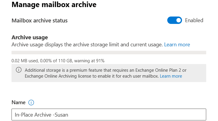 archived-mailbox-size-admin-center