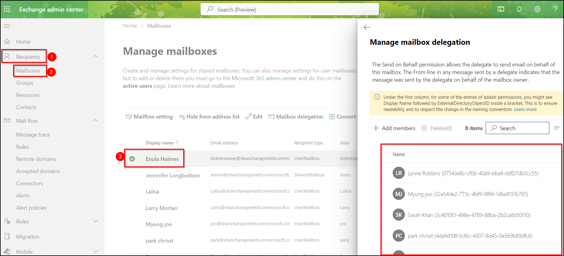 Using Exchange Admin Center 