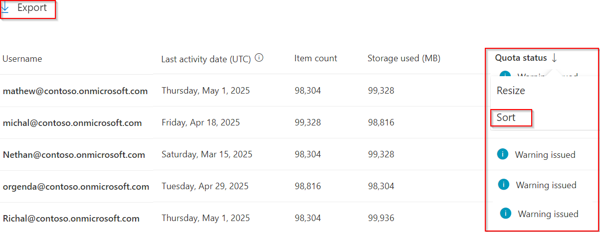 Check Mailboxes Exceeding Warning Quotas in Microsoft 365 Admin Center