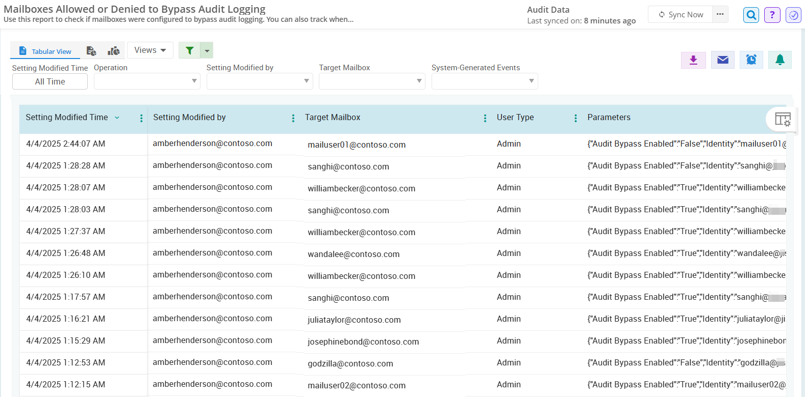 Export Mailbox Audit Bypass Changes Report Using AdminDroid
