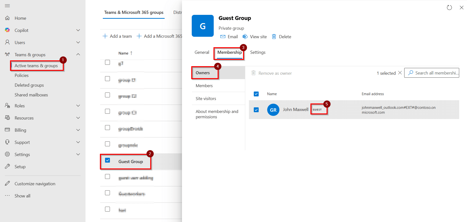 Get Guest's Group Ownership Using Microsoft 365 Admin Center 