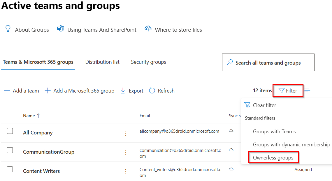 Find Ownerless Groups Using Microsoft 365 Admin Center