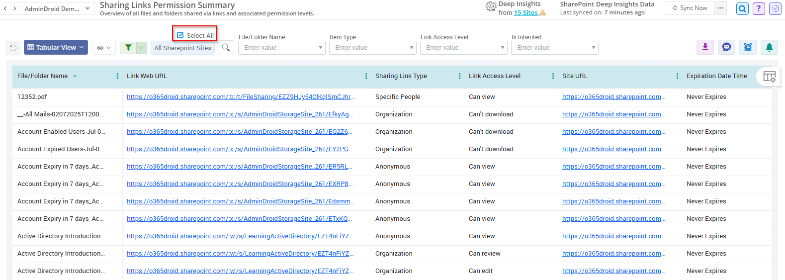 Track All Sharing Links in SharePoint Online Using Admindroid 