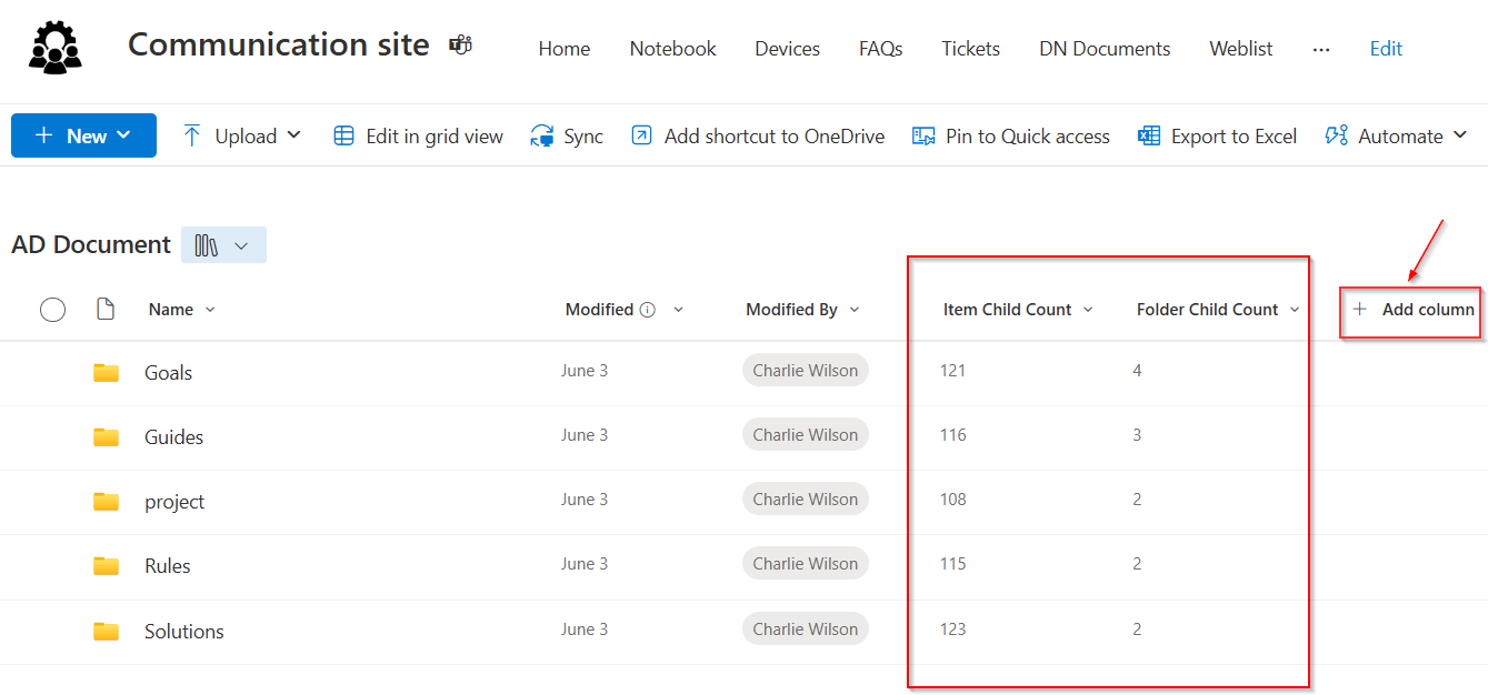 Count Files and Subfolders in SharePoint Document Library Folders
