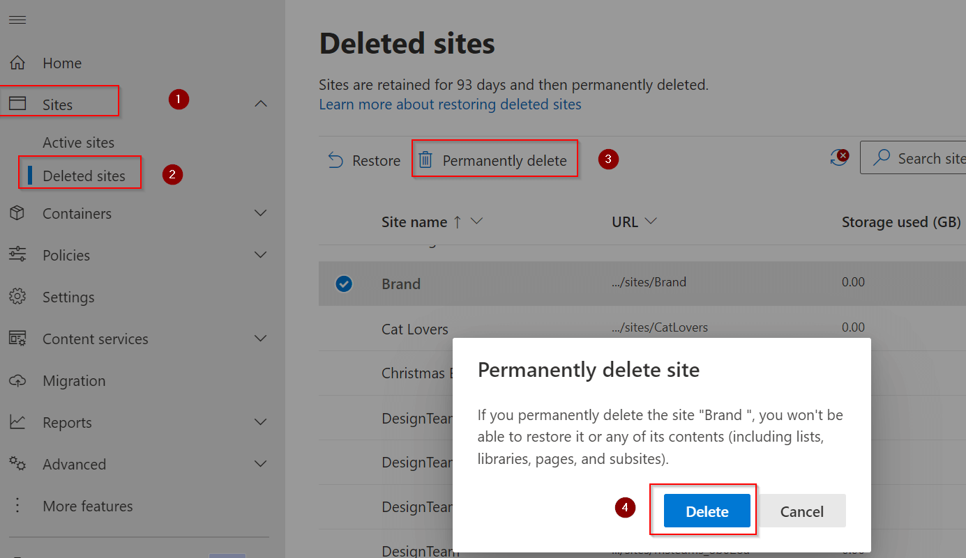 permanent-site-delete-admin-center