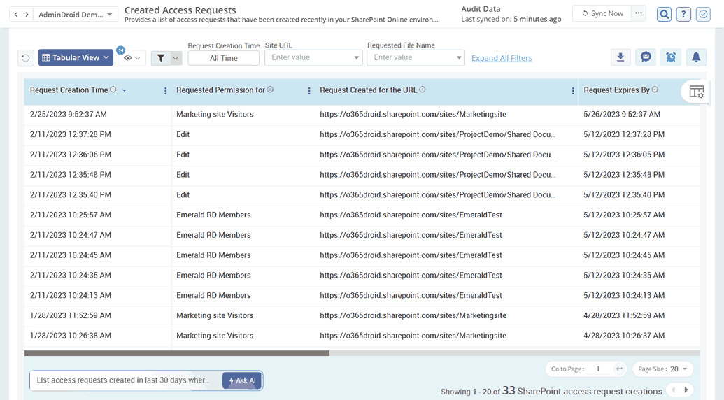 Track SharePoint Site Access Request Report Using AdminDroid