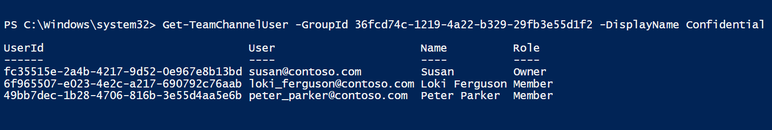 get-teams-channel-user-cmdlet-output