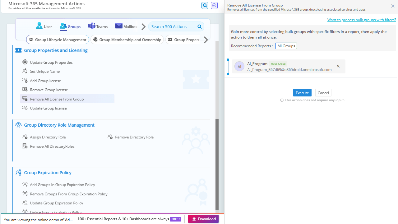 Manage group based license