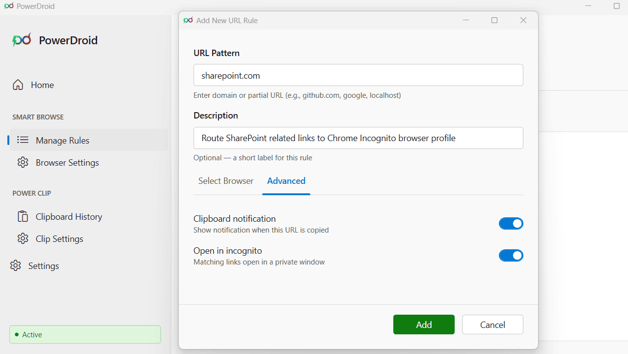 Private Browsing Support and Rule Descriptions