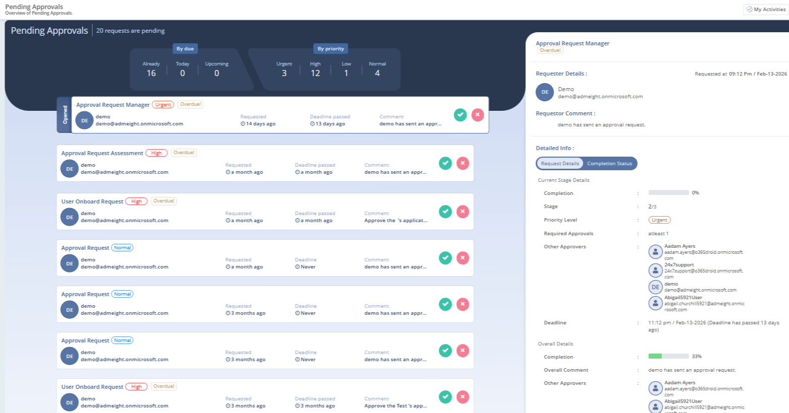 AdminDroid approval portal for management tasks